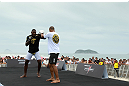 RIO DE JANEIRO, BRAZIL - JANUARY 11:  Anthony Johnson works out for the media and fans during the UFC 142 Open Workouts at Barra de Tijuca Beach on January 11, 2012 in Rio de Janeiro, Brazil.  (Photo by Josh Hedges/Zuffa LLC/Zuffa LLC via Getty Images)