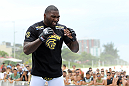 RIO DE JANEIRO, BRAZIL - JANUARY 11:  Anthony Johnson works out for the media and fans during the UFC 142 Open Workouts at Barra de Tijuca Beach on January 11, 2012 in Rio de Janeiro, Brazil.  (Photo by Josh Hedges/Zuffa LLC/Zuffa LLC via Getty Images)
