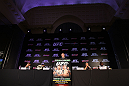 RIO DE JANEIRO, BRAZIL - JANUARY 12:  A general view of the fighters on the dais during the final UFC 142 pre-fight press conference at the Copacabana Palace Hotel on January 12, 2012 in Rio de Janeiro, Brazil.  (Photo by Josh Hedges/Zuffa LLC/Zuffa LLC via Getty Images)
