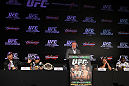 RIO DE JANEIRO, BRAZIL - JANUARY 12:  A general view of the fighters on the dais during the final UFC 142 pre-fight press conference at the Copacabana Palace Hotel on January 12, 2012 in Rio de Janeiro, Brazil.  (Photo by Josh Hedges/Zuffa LLC/Zuffa LLC via Getty Images)