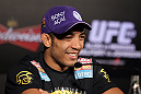 RIO DE JANEIRO, BRAZIL - JANUARY 12:  UFC Featherweight Champion Jose Aldo attends the final UFC 142 pre-fight press conference at the Copacabana Palace Hotel on January 12, 2012 in Rio de Janeiro, Brazil.  (Photo by Josh Hedges/Zuffa LLC/Zuffa LLC via Getty Images)