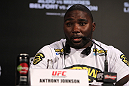 RIO DE JANEIRO, BRAZIL - JANUARY 12:  Anthony Johnson attends the final UFC 142 pre-fight press conference at the Copacabana Palace Hotel on January 12, 2012 in Rio de Janeiro, Brazil.  (Photo by Josh Hedges/Zuffa LLC/Zuffa LLC via Getty Images)