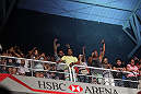 RIO DE JANEIRO, BRAZIL - JANUARY 13:  Fans react during the UFC 142 Weigh In at HSBC Arena on January 13, 2012 in Rio de Janeiro, Brazil.  (Photo by Josh Hedges/Zuffa LLC/Zuffa LLC via Getty Images)