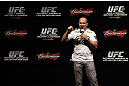 RIO DE JANEIRO, BRAZIL - JANUARY 13:  UFC Heavyweight Champion Junior dos Santos interacts with fans during a Q&A session before the UFC 142 Weigh In at HSBC Arena on January 13, 2012 in Rio de Janeiro, Brazil.  (Photo by Josh Hedges/Zuffa LLC/Zuffa LLC via Getty Images)
