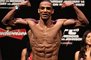 RIO DE JANEIRO, BRAZIL - JANUARY 13:  Edson Barboza weighs in during the UFC 142 Weigh In at HSBC Arena on January 13, 2012 in Rio de Janeiro, Brazil.  (Photo by Josh Hedges/Zuffa LLC/Zuffa LLC via Getty Images)