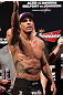 RIO DE JANEIRO, BRAZIL - JANUARY 13:  Vitor Belfort salutes the crowd after weighing in during the UFC 142 Weigh In at HSBC Arena on January 13, 2012 in Rio de Janeiro, Brazil.  (Photo by Josh Hedges/Zuffa LLC/Zuffa LLC via Getty Images)