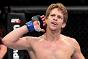 RIO DE JANEIRO, BRAZIL - JANUARY 14:  Mike Pyle celebrates after defeating Ricardo Funch in a welterweight bout during UFC 142 at HSBC Arena on January 14, 2012 in Rio de Janeiro, Brazil.  (Photo by Josh Hedges/Zuffa LLC/Zuffa LLC via Getty Images)