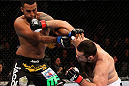 RIO DE JANEIRO, BRAZIL - JANUARY 14:  Gabriel Gonzaga (R) and Ednaldo Oliveira (L) exchange punches in a heavyweight bout during UFC 142 at HSBC Arena on January 14, 2012 in Rio de Janeiro, Brazil.  (Photo by Josh Hedges/Zuffa LLC/Zuffa LLC via Getty Images)