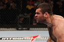 RIO DE JANEIRO, BRAZIL - JANUARY 14:  Gabriel Gonzaga celebrates after defeating Ednaldo Oliveira in a heavyweight bout during UFC 142 at HSBC Arena on January 14, 2012 in Rio de Janeiro, Brazil.  (Photo by Josh Hedges/Zuffa LLC/Zuffa LLC via Getty Images)