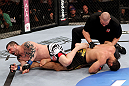 RIO DE JANEIRO, BRAZIL - JANUARY 14: Rousimar Palhares submits Mike Massenzio in a middleweight bout during UFC 142 at HSBC Arena on January 14, 2012 in Rio de Janeiro, Brazil. (Photo by Josh Hedges/Zuffa LLC/Zuffa LLC via Getty Images)