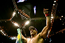 RIO DE JANEIRO, BRAZIL - JANUARY 14:  Vitor Belfort celebrates defeating Anthony Johnson (not pictured) in a middleweight bout during UFC 142 at HSBC Arena on January 14, 2012 in Rio de Janeiro, Brazil.  (Photo by Josh Hedges/Zuffa LLC/Zuffa LLC via Getty Images)
