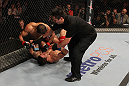 RIO DE JANEIRO, BRAZIL - JANUARY 14:  Jose Aldo punches Chad Mendes on the ground in a featherweight bout during UFC 142 at HSBC Arena on January 14, 2012 in Rio de Janeiro, Brazil.  (Photo by Josh Hedges/Zuffa LLC/Zuffa LLC via Getty Images)