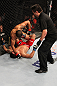 RIO DE JANEIRO, BRAZIL - JANUARY 14:  Jose Aldo punches Chad Mendes on the ground in a featherweight bout during UFC 142 at HSBC Arena on January 14, 2012 in Rio de Janeiro, Brazil.  (Photo by Josh Hedges/Zuffa LLC/Zuffa LLC via Getty Images)