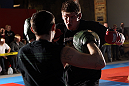 NASHVILLE, TN - JANUARY 18:  Christian Morecraft works out for the media during the UFC on FX open workouts at the Nashville MMA Gym on January 18, 2012 in Nashville, Tennessee.  (Photo by Josh Hedges/Zuffa LLC/Zuffa LLC via Getty Images)