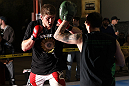 NASHVILLE, TN - JANUARY 18:  Christian Morecraft works out for the media during the UFC on FX open workouts at the Nashville MMA Gym on January 18, 2012 in Nashville, Tennessee.  (Photo by Josh Hedges/Zuffa LLC/Zuffa LLC via Getty Images)