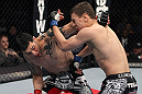 NASHVILLE, TN - JANUARY 20:  (L-R) Daniel Pineda punches Pat Schilling during the UFC on FX event at Bridgestone Arena on January 20, 2012 in Nashville, Tennessee.  (Photo by Josh Hedges/Zuffa LLC/Zuffa LLC via Getty Images)