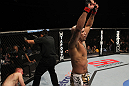 NASHVILLE, TN - JANUARY 20:  Jorge Rivera reacts after defeating Eric Schafer during the UFC on FX event at Bridgestone Arena on January 20, 2012 in Nashville, Tennessee.  (Photo by Josh Hedges/Zuffa LLC/Zuffa LLC via Getty Images)