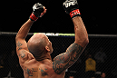 NASHVILLE, TN - JANUARY 20:  Jorge Rivera reacts after defeating Eric Schafer during the UFC on FX event at Bridgestone Arena on January 20, 2012 in Nashville, Tennessee.  (Photo by Josh Hedges/Zuffa LLC/Zuffa LLC via Getty Images)