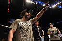 NASHVILLE, TN - JANUARY 20:  Charlie Brenneman reacts after defeating Daniel Roberts during the UFC on FX event at Bridgestone Arena on January 20, 2012 in Nashville, Tennessee.  (Photo by Josh Hedges/Zuffa LLC/Zuffa LLC via Getty Images)