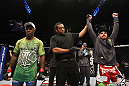 NASHVILLE, TN - JANUARY 20:  Jim Miller (R) celebrates after defeating Melvin Guillard (L) by submission during the UFC on FX event at Bridgestone Arena on January 20, 2012 in Nashville, Tennessee.  (Photo by Josh Hedges/Zuffa LLC/Zuffa LLC via Getty Images)