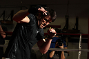 CHICAGO, IL - JANUARY 25:  Chael Sonnen works out for the media during the UFC on FOX open workouts at the Chicago Boxing Club on January 25, 2012 in Chicago, Illinois.  (Photo by Josh Hedges/Zuffa LLC/Zuffa LLC via Getty Images)