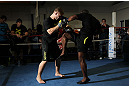 CHICAGO, IL - JANUARY 25:  Rashad Evans works out for the media during the UFC on FOX open workouts at the Chicago Boxing Club on January 25, 2012 in Chicago, Illinois.  (Photo by Josh Hedges/Zuffa LLC/Zuffa LLC via Getty Images)