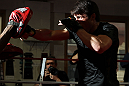 CHICAGO, IL - JANUARY 25:  Chael Sonnen works out for the media during the UFC on FOX open workouts at the Chicago Boxing Club on January 25, 2012 in Chicago, Illinois.  (Photo by Josh Hedges/Zuffa LLC/Zuffa LLC via Getty Images)