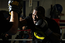 CHICAGO, IL - JANUARY 25:  Rashad Evans works out for the media during the UFC on FOX open workouts at the Chicago Boxing Club on January 25, 2012 in Chicago, Illinois.  (Photo by Josh Hedges/Zuffa LLC/Zuffa LLC via Getty Images)