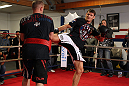 CHICAGO, IL - JANUARY 25:  Michael Bisping works out for the media during the UFC on FOX open workouts at the Chicago Boxing Club on January 25, 2012 in Chicago, Illinois.  (Photo by Josh Hedges/Zuffa LLC/Zuffa LLC via Getty Images)