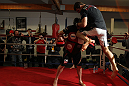 CHICAGO, IL - JANUARY 25:  Michael Bisping works out for the media during the UFC on FOX open workouts at the Chicago Boxing Club on January 25, 2012 in Chicago, Illinois.  (Photo by Josh Hedges/Zuffa LLC/Zuffa LLC via Getty Images)