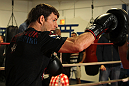 CHICAGO, IL - JANUARY 25:  Michael Bisping works out for the media during the UFC on FOX open workouts at the Chicago Boxing Club on January 25, 2012 in Chicago, Illinois.  (Photo by Josh Hedges/Zuffa LLC/Zuffa LLC via Getty Images)