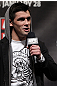 CHICAGO, IL - JANUARY 27:  UFC Bantamweight Champion Dominick Cruz interacts with fans during a Q&A session before the UFC on FOX official weigh in at the Chicago Theatre on January 27, 2012 in Chicago, Illinois.  (Photo by Josh Hedges/Zuffa LLC/Zuffa LLC via Getty Images) *** Local Caption *** Dominick Cruz