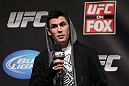 CHICAGO, IL - JANUARY 27:  UFC Bantamweight Champion Dominick Cruz interacts with fans during a Q&A session before the UFC on FOX official weigh in at the Chicago Theatre on January 27, 2012 in Chicago, Illinois.  (Photo by Josh Hedges/Zuffa LLC/Zuffa LLC via Getty Images) *** Local Caption *** Dominick Cruz