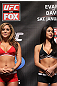 CHICAGO, IL - JANUARY 27:  (L-R) UFC Octagon Girls Brittney Palmer and Arianny Celeste attend the UFC on FOX official weigh in at the Chicago Theatre on January 27, 2012 in Chicago, Illinois.  (Photo by Josh Hedges/Zuffa LLC/Zuffa LLC via Getty Images) *** Local Caption *** Brittney Palmer; Arianny Celeste