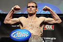 CHICAGO, IL - JANUARY 27:  Evan Dunham weighs in during the UFC on FOX official weigh in at the Chicago Theatre on January 27, 2012 in Chicago, Illinois.  (Photo by Josh Hedges/Zuffa LLC/Zuffa LLC via Getty Images) *** Local Caption *** Evan Dunham