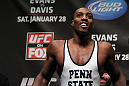 CHICAGO, IL - JANUARY 27:  Phil Davis is seen on stage wearing a Penn State wrestling singlet before weighing in during the UFC on FOX official weigh in at the Chicago Theatre on January 27, 2012 in Chicago, Illinois.  (Photo by Josh Hedges/Zuffa LLC/Zuffa LLC via Getty Images) *** Local Caption *** Phil Davis