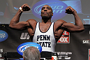CHICAGO, IL - JANUARY 27:  Phil Davis weighs in wearing a Penn State wrestling singlet during the UFC on FOX official weigh in at the Chicago Theatre on January 27, 2012 in Chicago, Illinois.  (Photo by Josh Hedges/Zuffa LLC/Zuffa LLC via Getty Images) *** Local Caption *** Phil Davis
