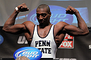 CHICAGO, IL - JANUARY 27:  Phil Davis weighs in wearing a Penn State wrestling singlet during the UFC on FOX official weigh in at the Chicago Theatre on January 27, 2012 in Chicago, Illinois.  (Photo by Josh Hedges/Zuffa LLC/Zuffa LLC via Getty Images) *** Local Caption *** Phil Davis