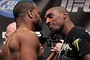 CHICAGO, IL - JANUARY 27:  (L-R) Light Heavyweight opponents Rashad Evans and Phil Davis face off after weighing in during the UFC on FOX official weigh in at the Chicago Theatre on January 27, 2012 in Chicago, Illinois.  (Photo by Josh Hedges/Zuffa LLC/Zuffa LLC via Getty Images) *** Local Caption *** Rashad Evans; Phil Davis