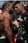 CHICAGO, IL - JANUARY 27:  (L-R) Light Heavyweight opponents Rashad Evans and Phil Davis face off after weighing in during the UFC on FOX official weigh in at the Chicago Theatre on January 27, 2012 in Chicago, Illinois.  (Photo by Josh Hedges/Zuffa LLC/Zuffa LLC via Getty Images) *** Local Caption *** Rashad Evans; Phil Davis
