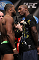 CHICAGO, IL - JANUARY 27:  (L-R) Light Heavyweight opponents Rashad Evans and Phil Davis face off after weighing in during the UFC on FOX official weigh in at the Chicago Theatre on January 27, 2012 in Chicago, Illinois.  (Photo by Josh Hedges/Zuffa LLC/Zuffa LLC via Getty Images) *** Local Caption *** Rashad Evans; Phil Davis