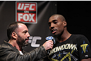 CHICAGO, IL - JANUARY 27:  Phil Davis (R) is interviewed by Joe Rogan during the UFC on FOX official weigh in at the Chicago Theatre on January 27, 2012 in Chicago, Illinois.  (Photo by Josh Hedges/Zuffa LLC/Zuffa LLC via Getty Images) *** Local Caption *** Phil Davis; Joe Rogan