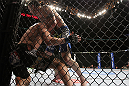CHICAGO, IL - JANUARY 28:  (R-L) Chris Camozzi defeats Dustin Jacoby with a guillotine choke submission during the UFC on FOX event at United Center on January 28, 2012 in Chicago, Illinois.  (Photo by Josh Hedges/Zuffa LLC/Zuffa LLC via Getty Images) *** Local Caption *** Chris Camozzi; Dustin Jacoby