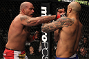 CHICAGO, IL - JANUARY 28:  (L-R) Joey Beltran punches Lavar Johnson during the UFC on FOX event at United Center on January 28, 2012 in Chicago, Illinois.  (Photo by Nick Laham/Zuffa LLC/Zuffa LLC via Getty Images) *** Local Caption *** Lavar Johnson; Joey Beltran