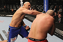 CHICAGO, IL - JANUARY 28:  (L-R) Lavar Johnson punches Joey Beltran during the UFC on FOX event at United Center on January 28, 2012 in Chicago, Illinois.  (Photo by Nick Laham/Zuffa LLC/Zuffa LLC via Getty Images) *** Local Caption *** Lavar Johnson; Joey Beltran