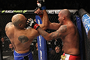 CHICAGO, IL - JANUARY 28:  (L-R) Lavar Johnson punches Joey Beltran during the UFC on FOX event at United Center on January 28, 2012 in Chicago, Illinois.  (Photo by Nick Laham/Zuffa LLC/Zuffa LLC via Getty Images) *** Local Caption *** Lavar Johnson; Joey Beltran