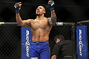 CHICAGO, IL - JANUARY 28:  Lavar Johnson reacts after knocking out Joey Beltran during the UFC on FOX event at United Center on January 28, 2012 in Chicago, Illinois.  (Photo by Josh Hedges/Zuffa LLC/Zuffa LLC via Getty Images) *** Local Caption *** Lavar Johnson