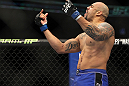 CHICAGO, IL - JANUARY 28:  Lavar Johnson reacts after knocking out Joey Beltran during the UFC on FOX event at United Center on January 28, 2012 in Chicago, Illinois.  (Photo by Josh Hedges/Zuffa LLC/Zuffa LLC via Getty Images) *** Local Caption *** Lavar Johnson
