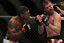 CHICAGO, IL - JANUARY 28:  (L-R) Michael Johnson punches Shane Roller during the UFC on FOX event at United Center on January 28, 2012 in Chicago, Illinois.  (Photo by Josh Hedges/Zuffa LLC/Zuffa LLC via Getty Images) *** Local Caption *** Michael Johnson; Shane Roller