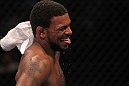 CHICAGO, IL - JANUARY 28:  Michael Johnson reacts after his victory over Shane Roller during the UFC on FOX event at United Center on January 28, 2012 in Chicago, Illinois.  (Photo by Nick Laham/Zuffa LLC/Zuffa LLC via Getty Images) *** Local Caption *** Michael Johnson
